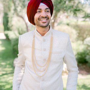 Cream' Red Sherwani for Wedding/Events